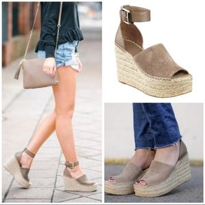 Marc Fisher Leather Suede Espadrille Wedge Sandal Womens 6 Shoes
